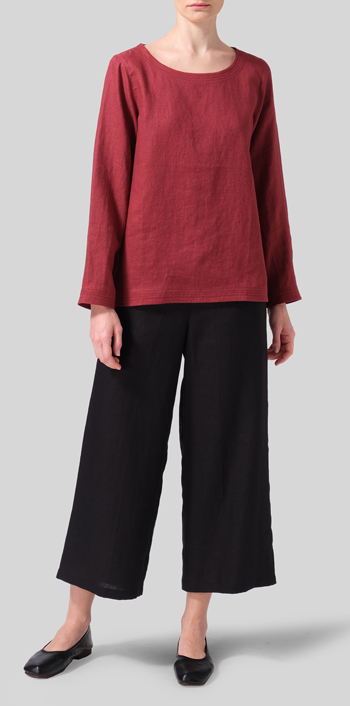 Burgundy Linen Handmade Knot Top