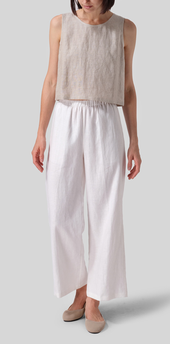 White Linen Long Straight Pants
