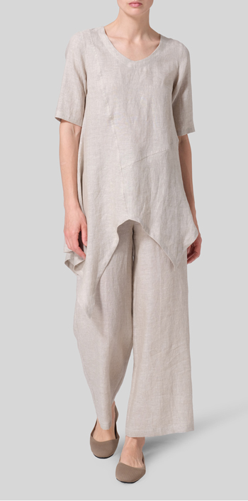 Oat Linen Asymmetrical Hem Tunic