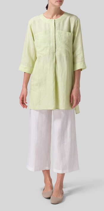 Lime Linen Chest Pocket Tunic