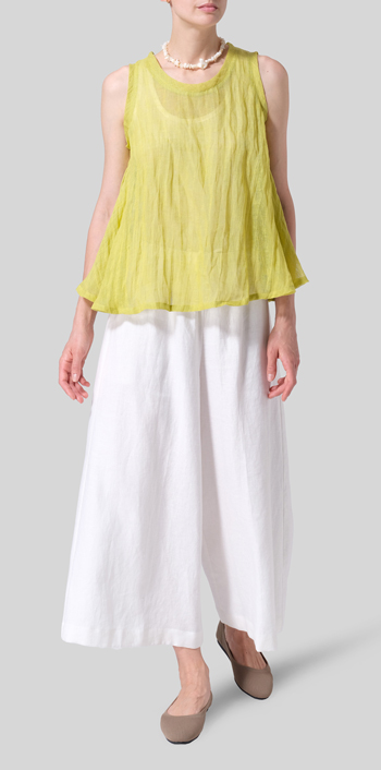 Linen Sleeveless Peplum Top Set