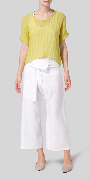Gauze Linen Cropped Top Set