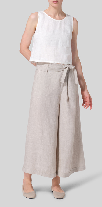 Oat Linen Wide-Leg Pants