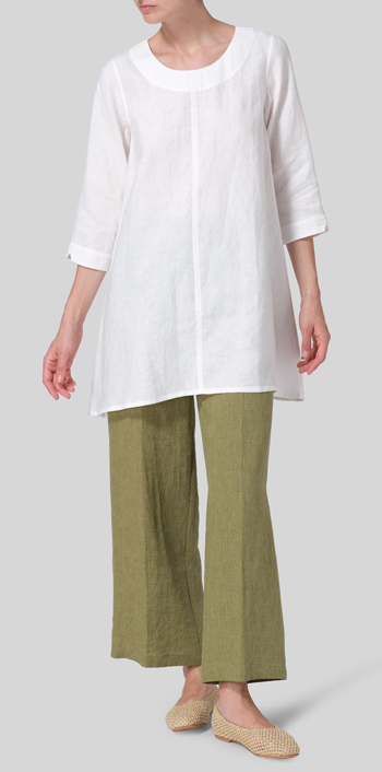 Soft White Linen Classic A-Line Tunic