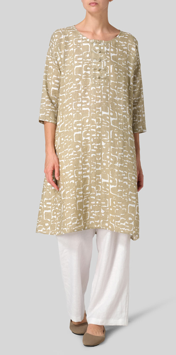 Linen Printed Pattern Long Tunic Set