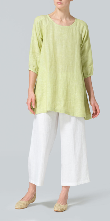 Lime Linen Elbow Sleeve Tunic