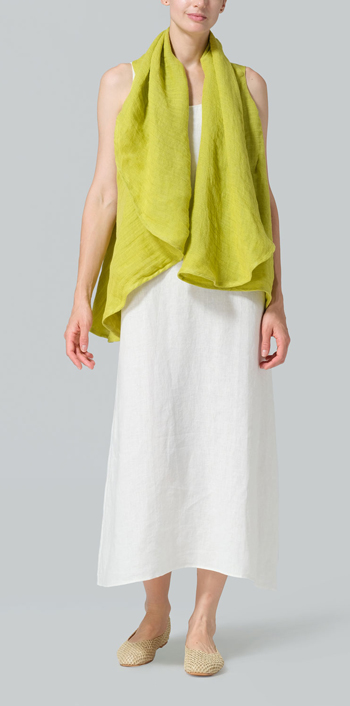 Yellow Linen Reversible Cape Jacket