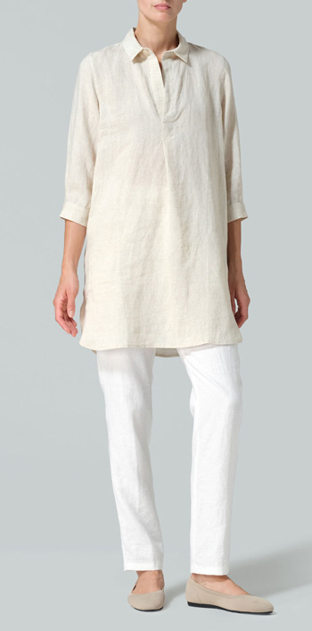 Oat Linen Classic Shirt Tunic