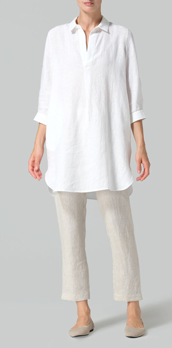 White Linen Classic Shirt Tunic