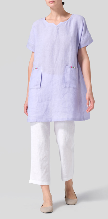 Lavender Linen Sweetheart Neckline S/S Tunics