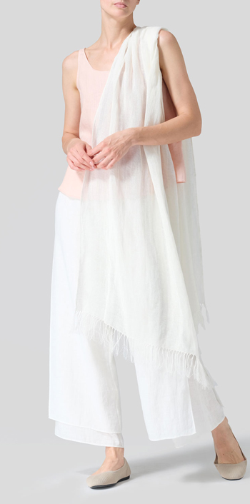 Rose Pink Linen Thin Strap Cami Set