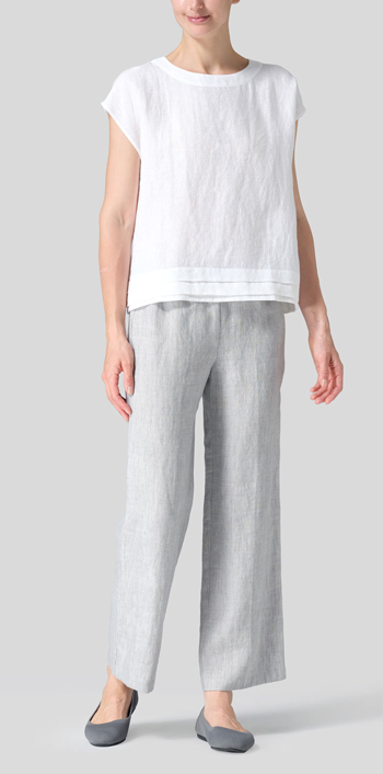 White Linen Boxy Cap Sleeves Cropped Top