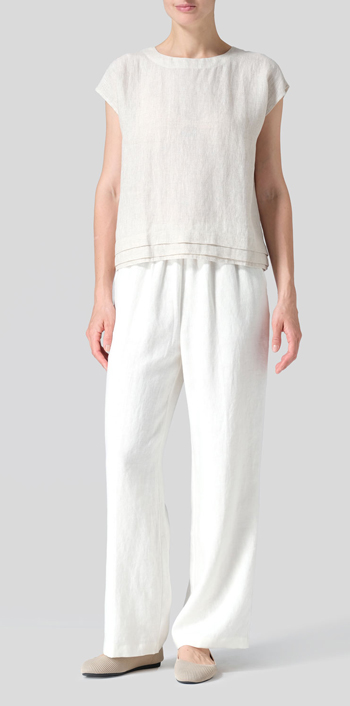 Oat Linen Boxy Cap Sleeves Cropped Top