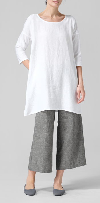 White Heavy Linen Oversized Top
