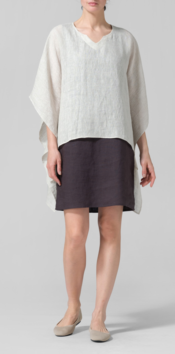 Oat Linen Batwing Sleeve Top with Slip-on Dress