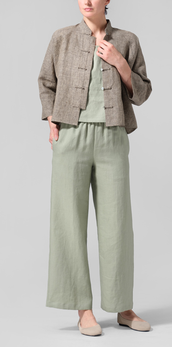 Two Tone Brown Pure Linen Suit Jacket