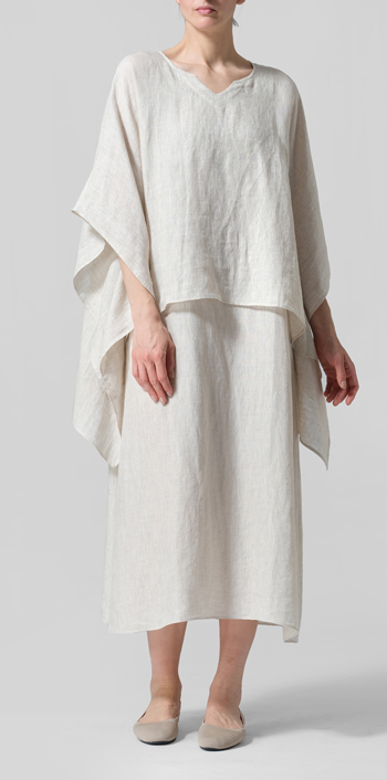 Oat Linen Batwing Sleeve Top with Long Dress