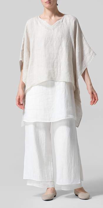 Oat Linen Batwing Sleeve Top Set