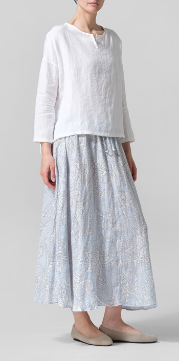 White Linen V-neck Boxy Top