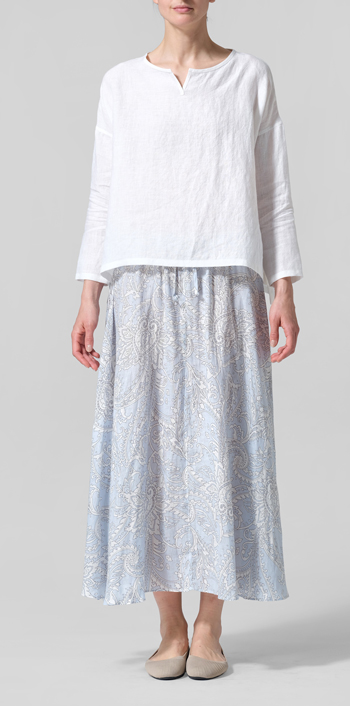 White Linen V-neck Boxy Top