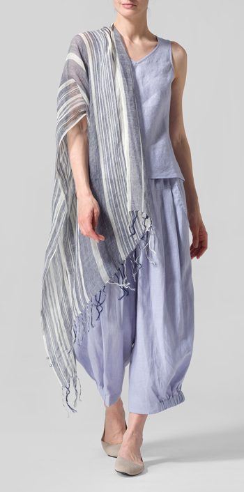 Linen V-Neck Sleeveless Bias Cut Tank Set