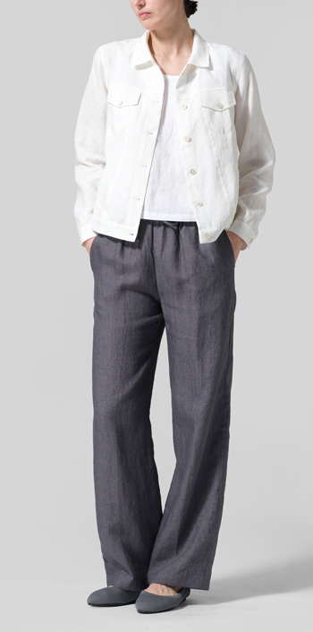 Lily White Linen Button Front Cropped Jacket