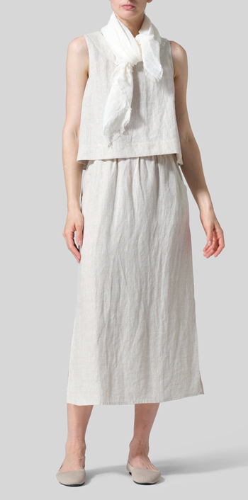 Oat Linen Sleeveless Vest Top Set