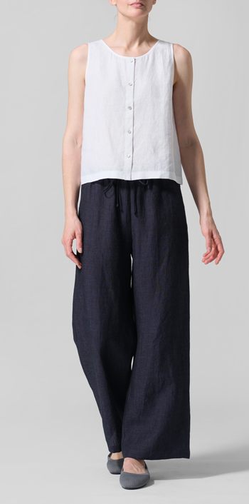 White Linen Sleeveless Top Tank