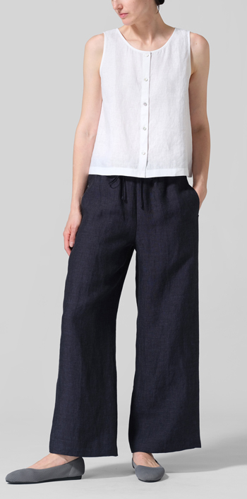 White Linen Sleeveless Top Tank