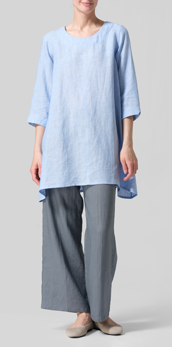 Light Blue Linen Classic A-Line Tunic