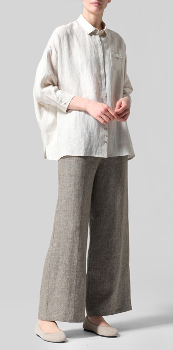Oat Linen Raglan Sleeves Loose Woman Shirt