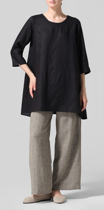 Black Linen Classic A-Line Tunic