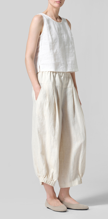Sand Linen Crumple Effect Harem Pants