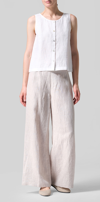 Oat Linen Casual Loose A-line Wide-Leg Long Trousers