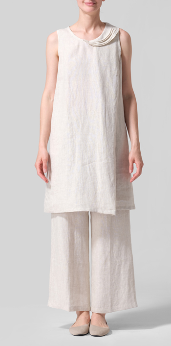 Oat Linen Pleated A-Line Dress Set