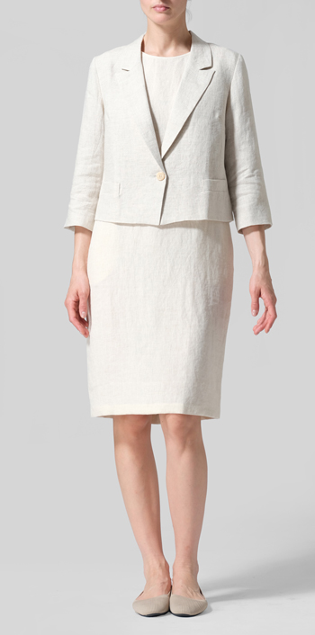 Oat Linen Single Button Notch Lapel Blazer