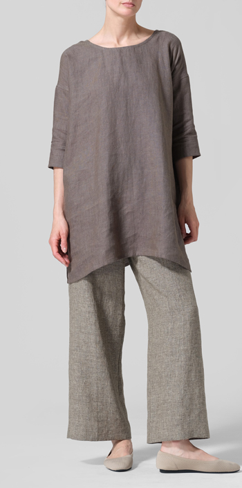 Dark Khaki Green Heavy Linen Oversized Top