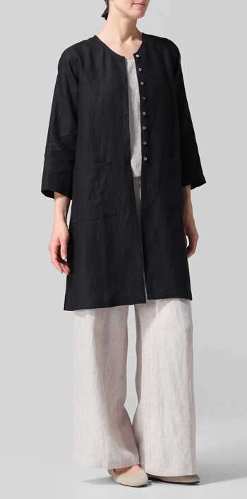 Black Linen Versatile Midi Top Set