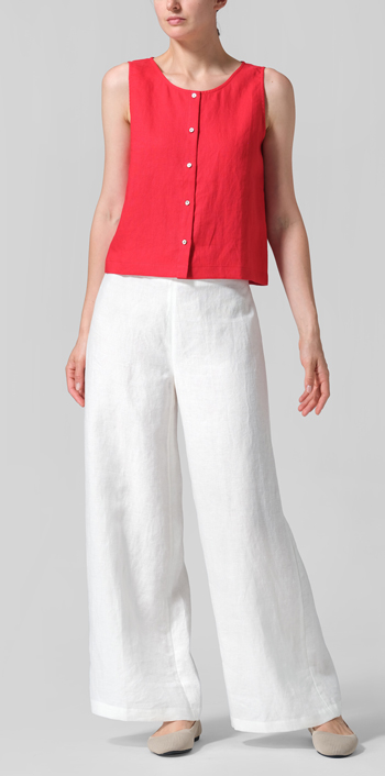 Red Linen Sleeveless Top Tank