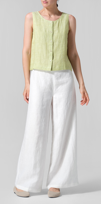 Lime Linen Sleeveless Top Tank