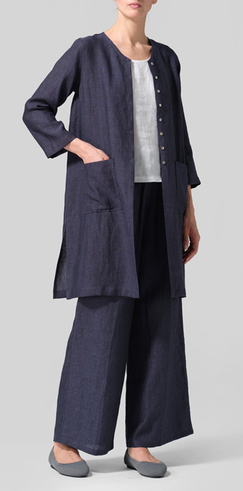 Dark Denim Linen Versatile Midi Top Set