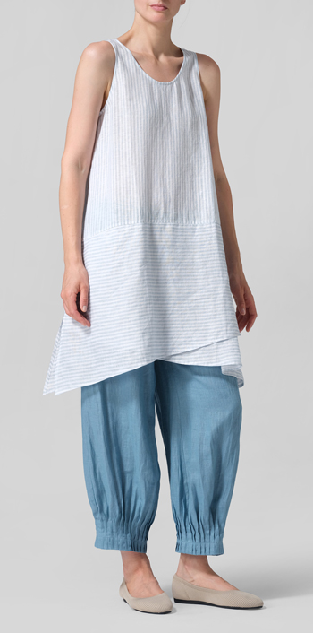 Linen Irregular Hem Midi-Length Sleeveless Top