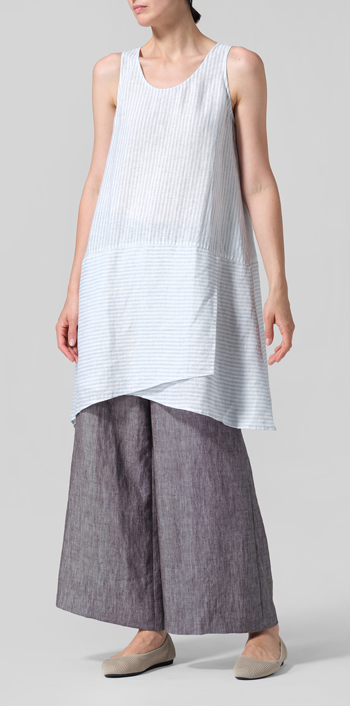 Linen Irregular Hem Midi-Length Sleeveless Top Set