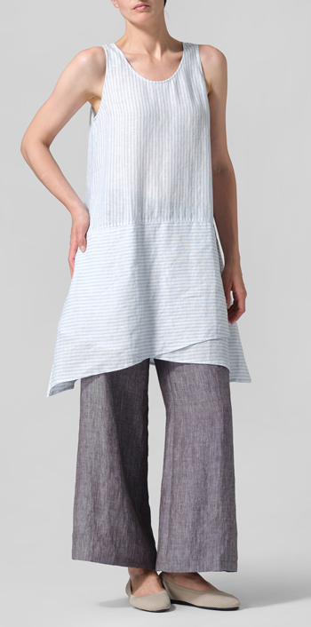 Linen Irregular Hem Midi-Length Sleeveless Top Set