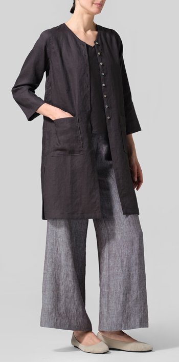 Dark Charcoal Linen Versatile Midi Top