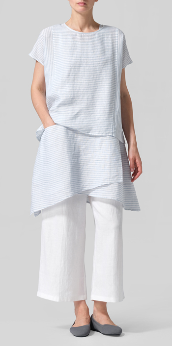 Linen French Sleeves Boxy Top Set