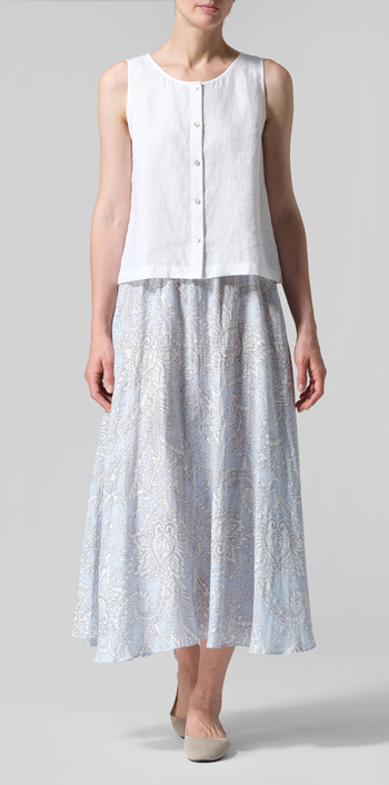 Linen Sleeveless Top Tank with Skirt