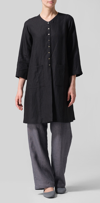 Black Linen Versatile Midi Top