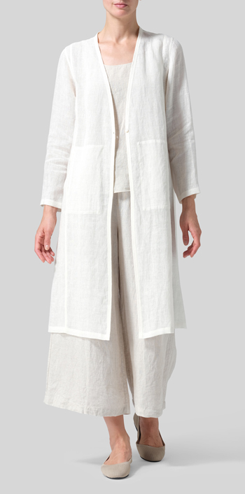 Cream Linen Long Jacket