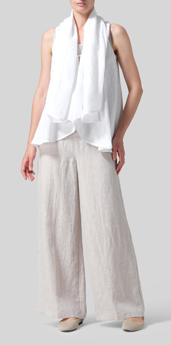 White Linen Reversible Cape Airy Jacket